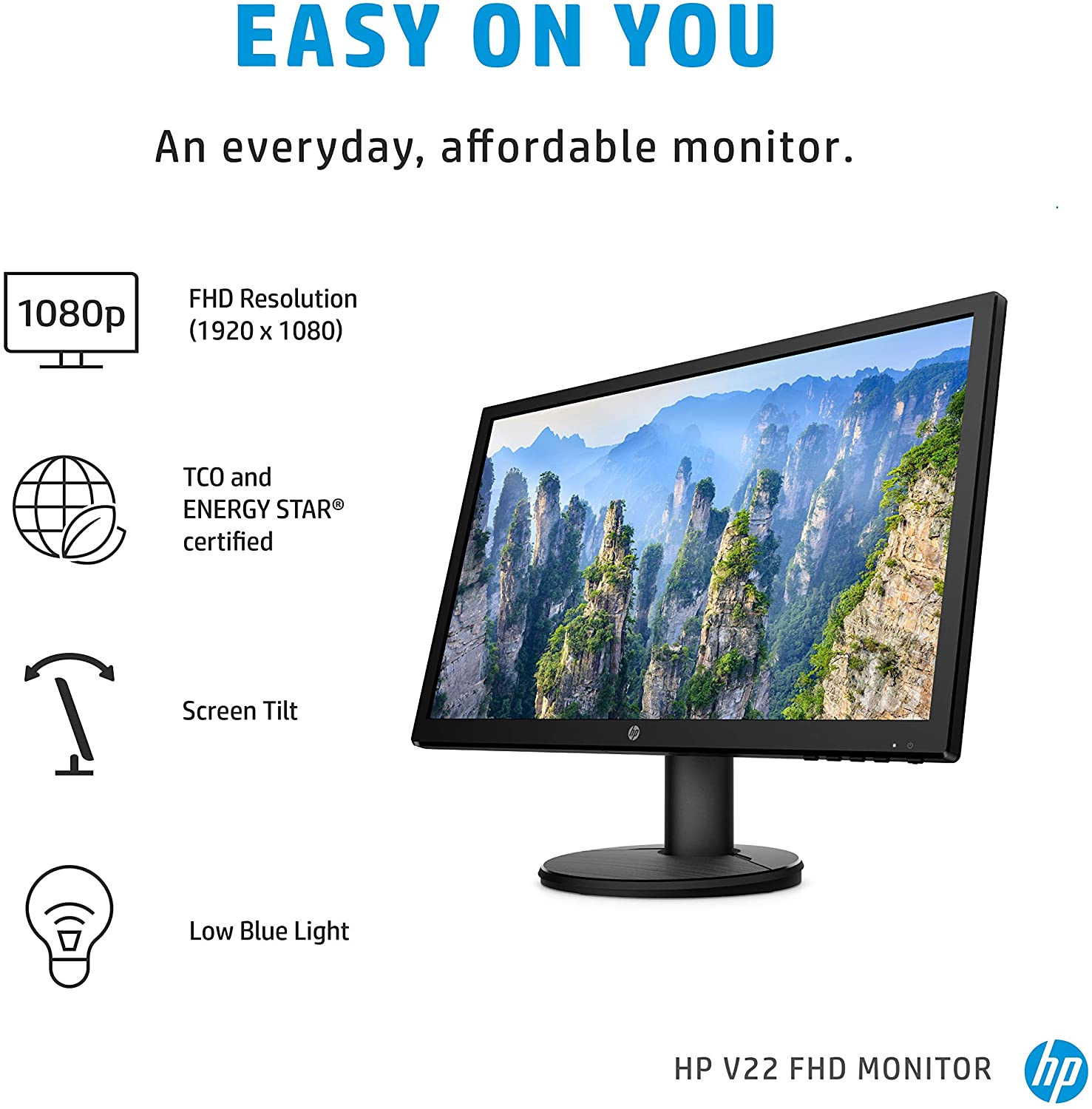 HP V22 22-inch 21.5-inch LED Full HD Monitor with HDMI & VGA Port – Tera Computers